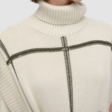 White Grid Cotton Silk Poncho - Joseph