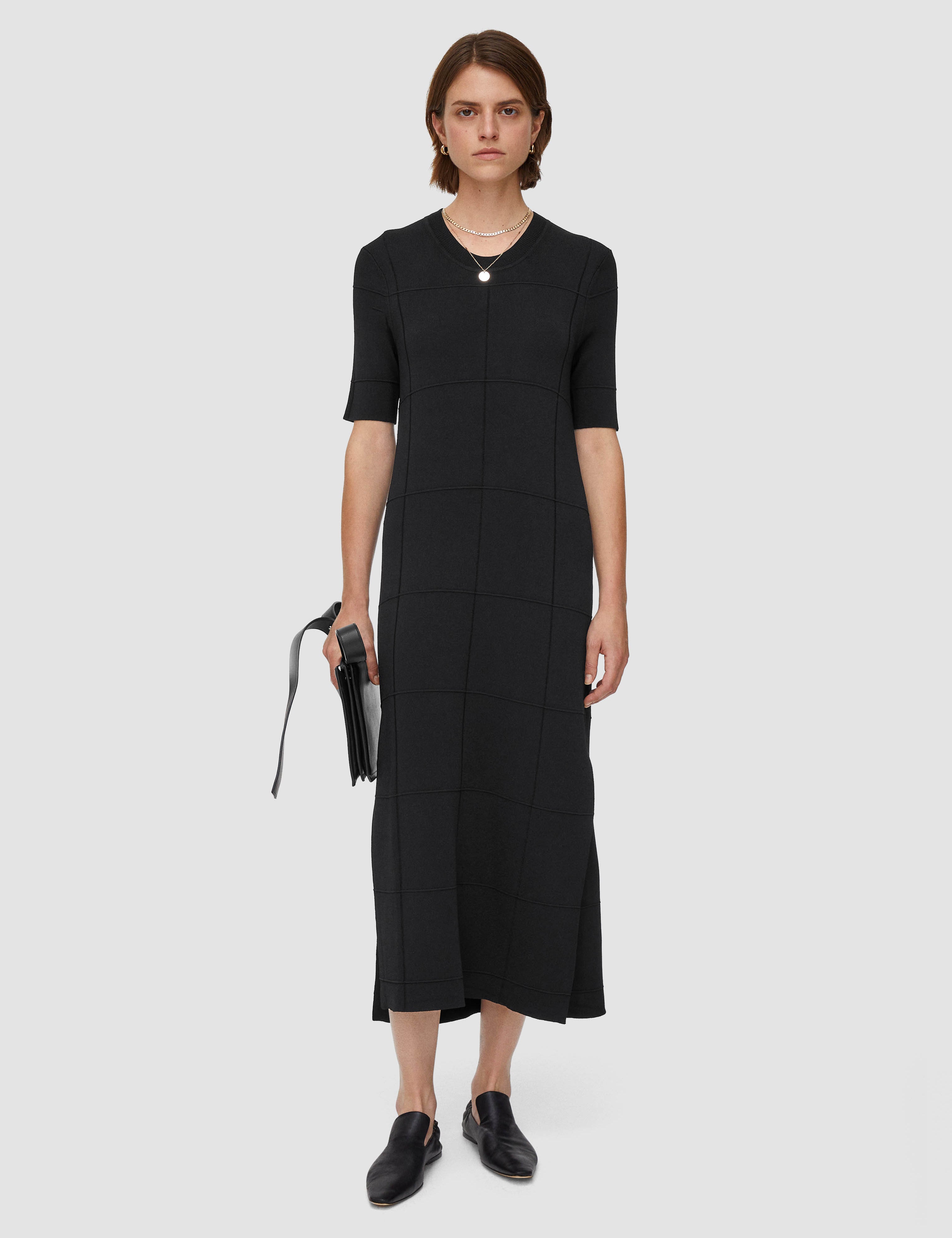 Black Grid Viscose Knitted Dress - Joseph