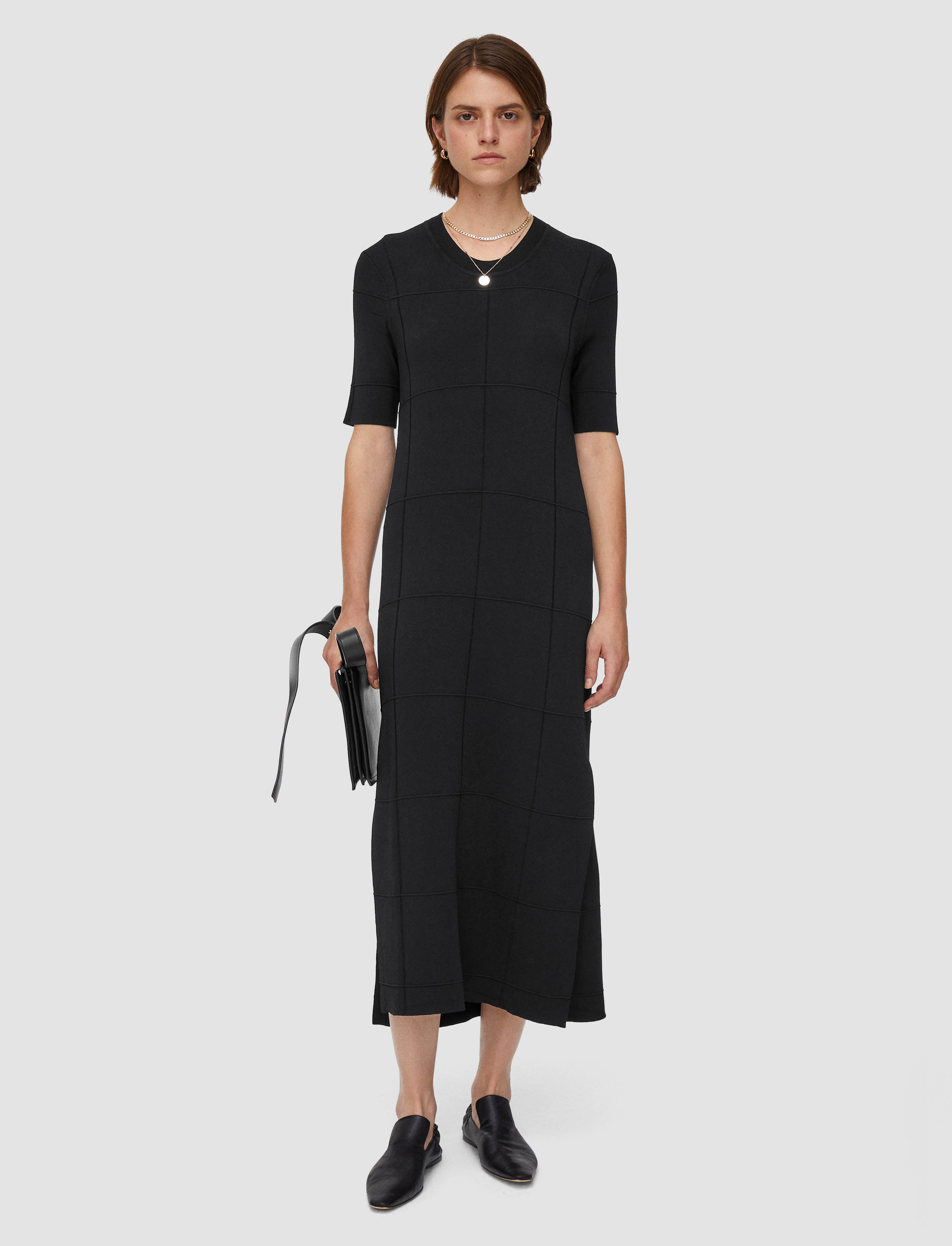 black-grid-viscose-knitted-dress-JOSEPH