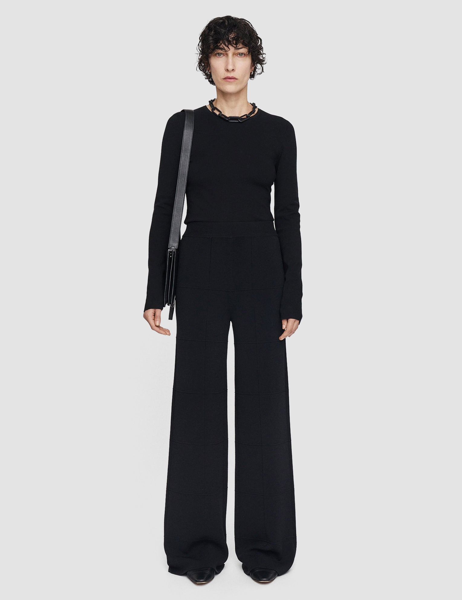 Black Grid Viscose Knitted Trousers - Joseph