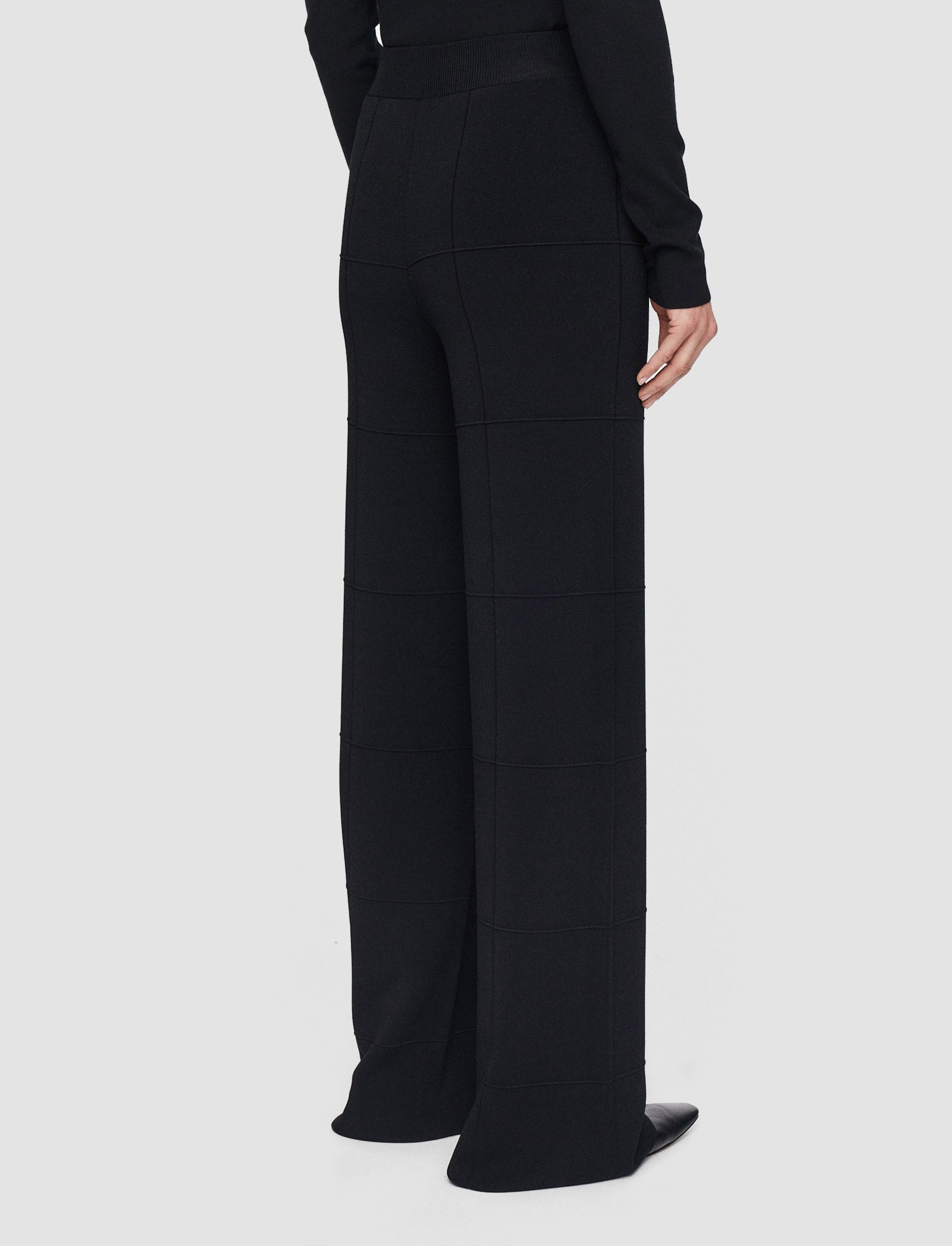 black-grid-viscose-knitted-trousers-JOSEPH