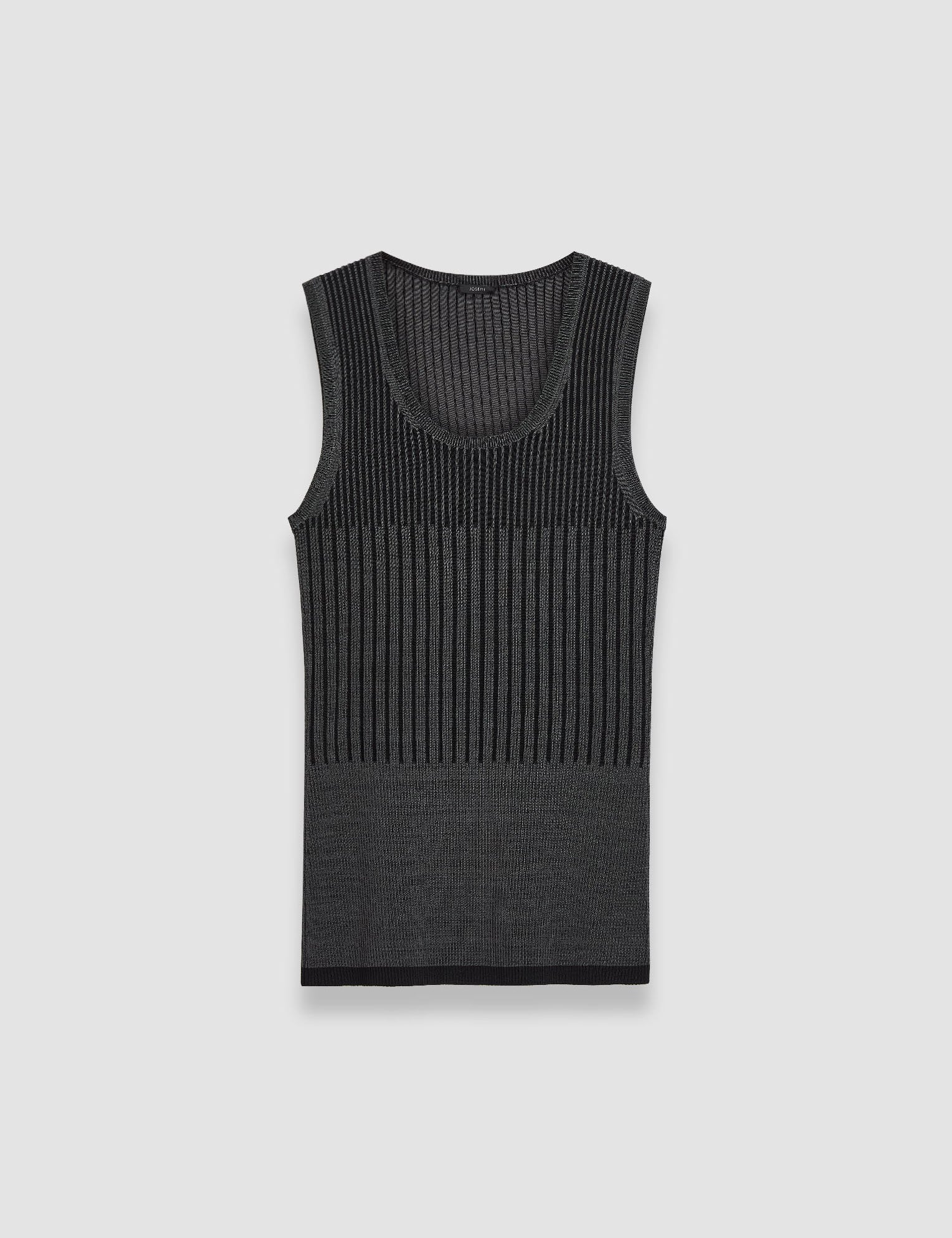 Black Bi-Colour Ribbed Tank Top - Joseph