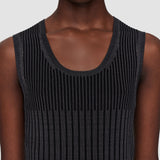 Black Bi-Colour Ribbed Tank Top - Joseph