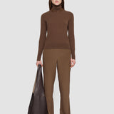 Brown Light Pure Cashmere High Neck Jumper - Joseph