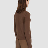 Brown Light Pure Cashmere High Neck Jumper - Joseph