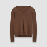 Brown Light Pure Cashmere V Neck Jumper - Joseph