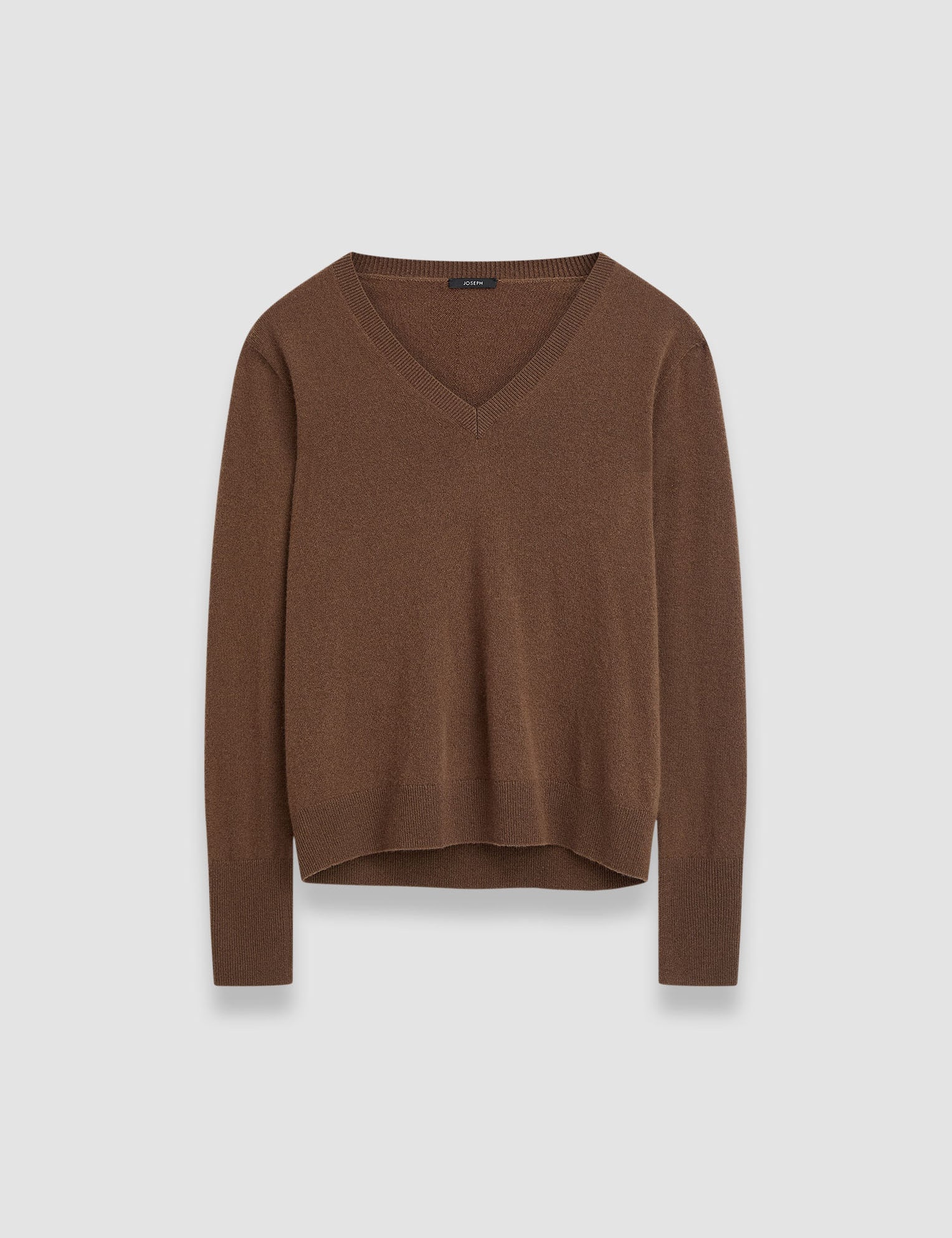 Brown Light Pure Cashmere V Neck Jumper - Joseph