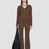 Brown Light Pure Cashmere V Neck Jumper - Joseph