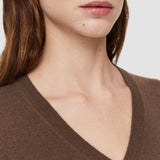 Brown Light Pure Cashmere V Neck Jumper - Joseph