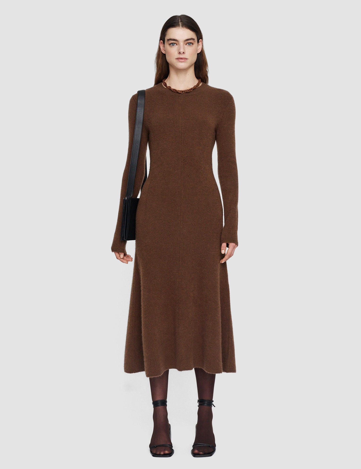 Brown Brushed Cashmere Dress - Joseph