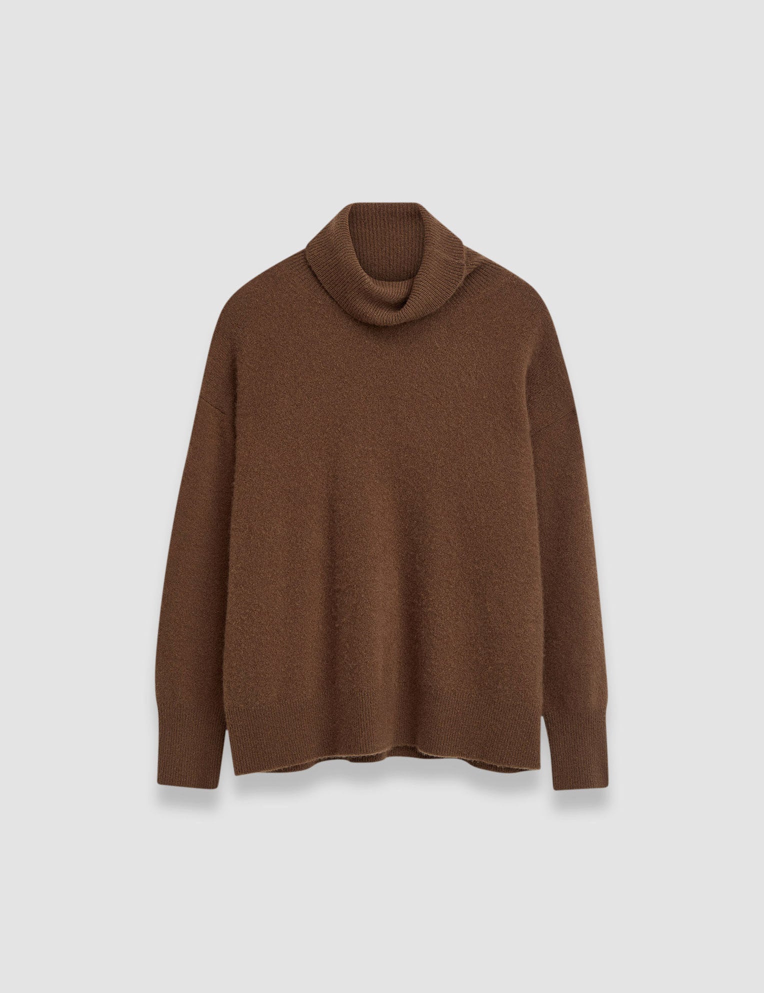 Brown Brushed Cashmere High Neck Jumper - Joseph