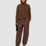 Brown Brushed Cashmere High Neck Jumper - Joseph