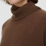 Brown Brushed Cashmere High Neck Jumper - Joseph