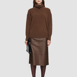 Brown Brushed Cashmere High Neck Jumper - Joseph