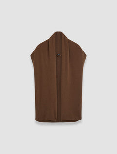 Brown Brushed Cashmere Sleeveless Wrap - Joseph