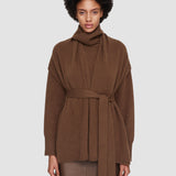 Brown Brushed Cashmere Sleeveless Wrap - Joseph