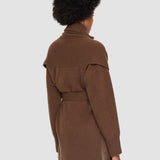 Brown Brushed Cashmere Sleeveless Wrap - Joseph