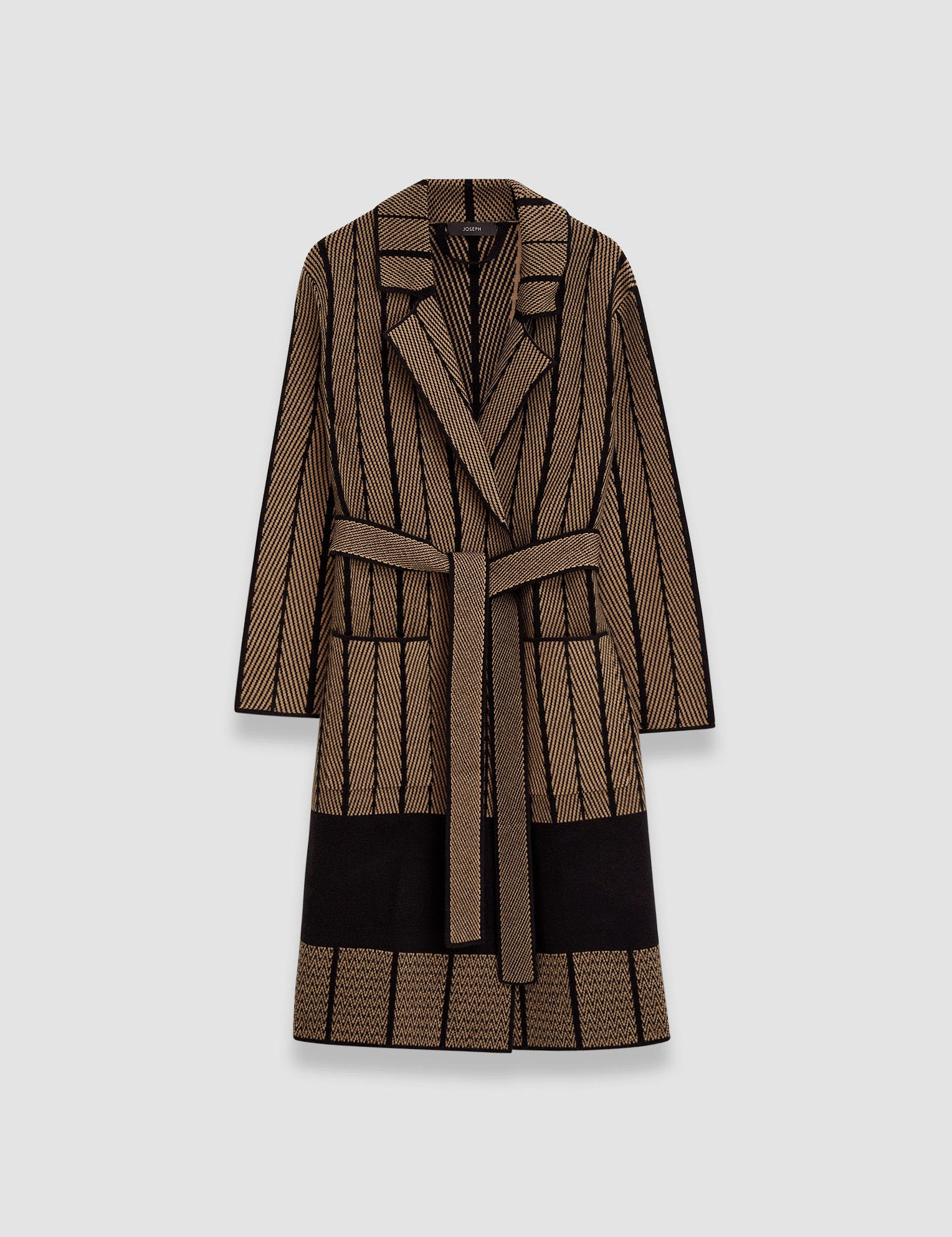 Multicolour Chevron Jacquard Knitted Coat - Joseph