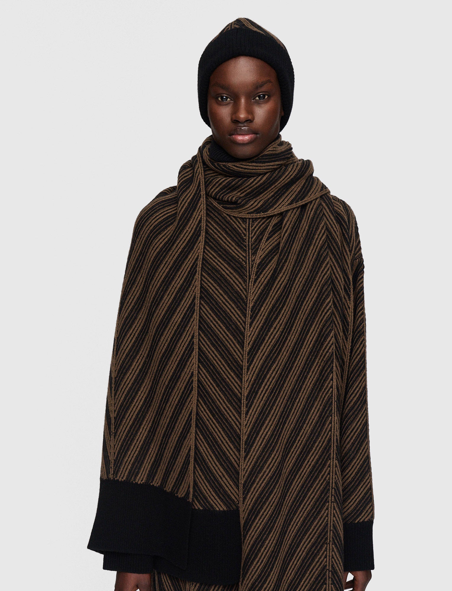 brown-chevron-ribbed-scarf-JOSEPH