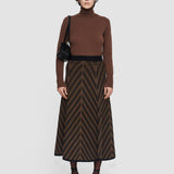 Brown Chevron Ribbed Skirt - Joseph