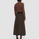 Brown Chevron Ribbed Skirt - Joseph