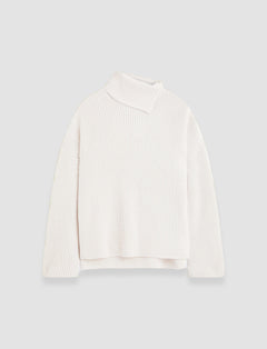White Light Cardigan Stitch High Neck Jumper - Joseph
