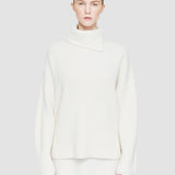 White Light Cardigan Stitch High Neck Jumper - Joseph