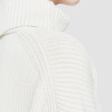 White Light Cardigan Stitch High Neck Jumper - Joseph