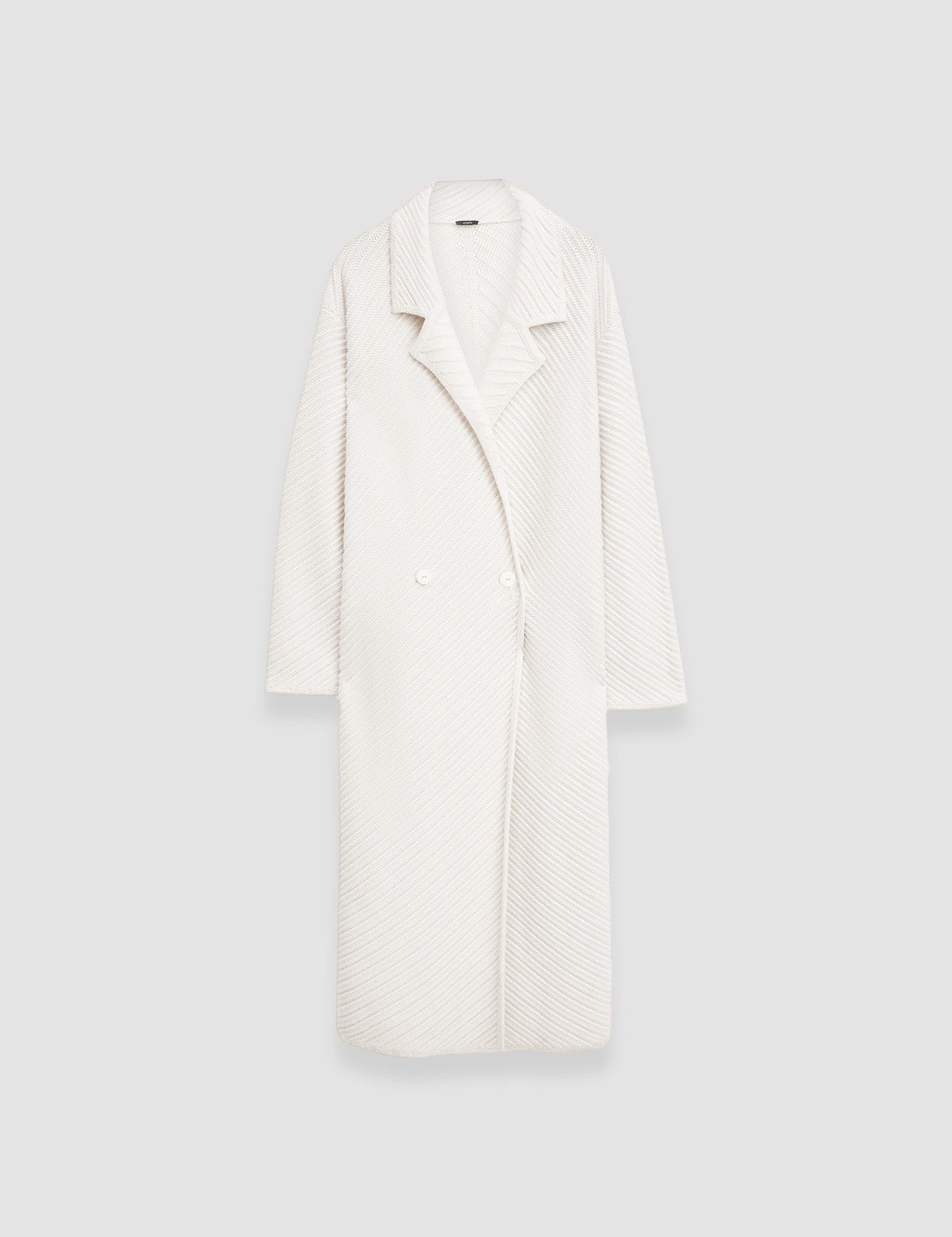 White Diagonal Knit Coat - Joseph