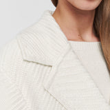 White Diagonal Knit Coat - Joseph