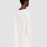 White Diagonal Knit Round Neck Jumper - Joseph