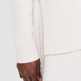 White Diagonal Knit Round Neck Jumper - Joseph