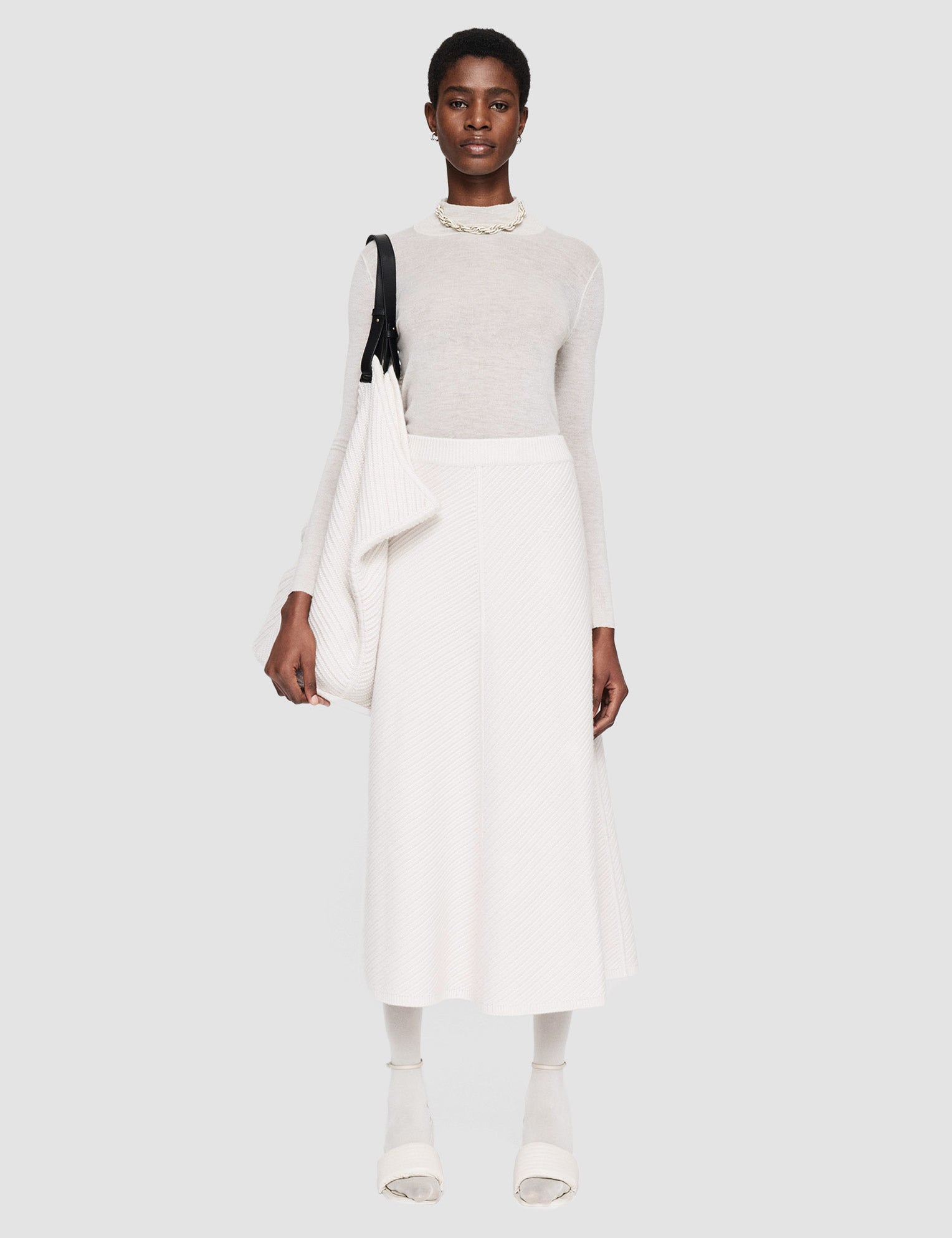 White Diagonal Knit Skirt - Joseph