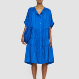 Blue Habotai Silk Emile Dress - Joseph