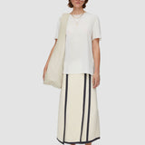 White Heavy Silk Crepe Animation Iris Skirt - Joseph