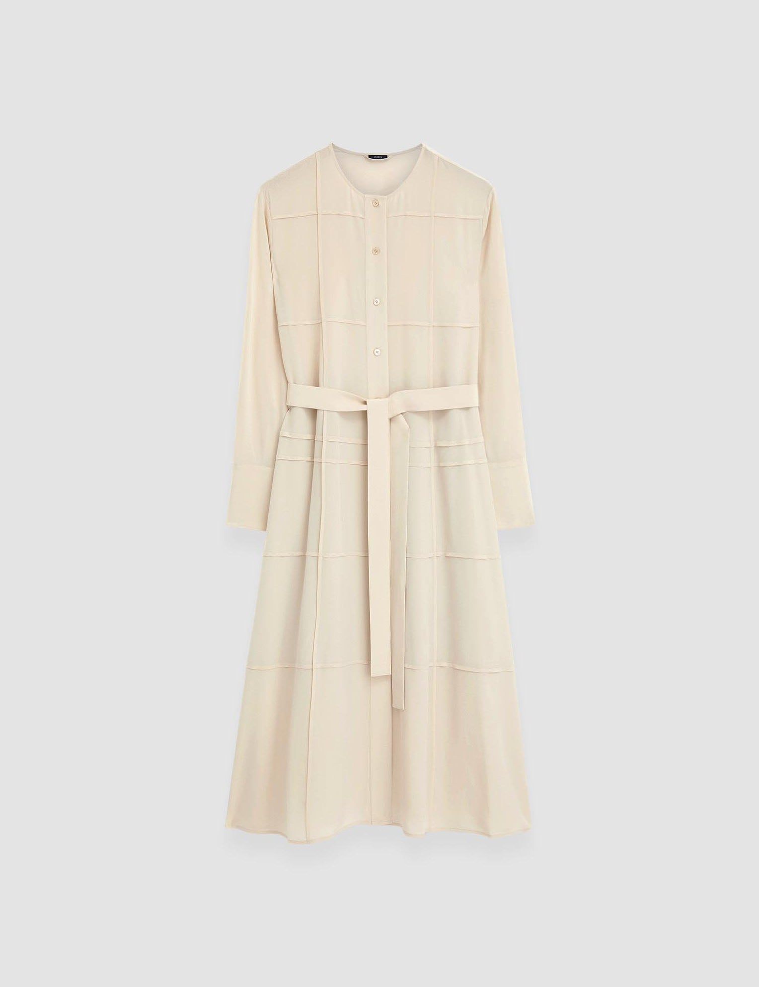 Beige Silk Crepe de Soie Helene Dress - Joseph