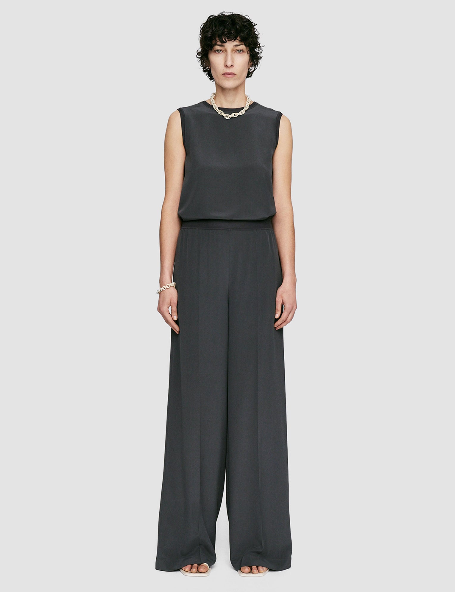 Grey Hulin Crepe de Soie Silk Trousers - Joseph