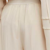 Beige Hulin Crepe de Soie Silk Trousers - Joseph