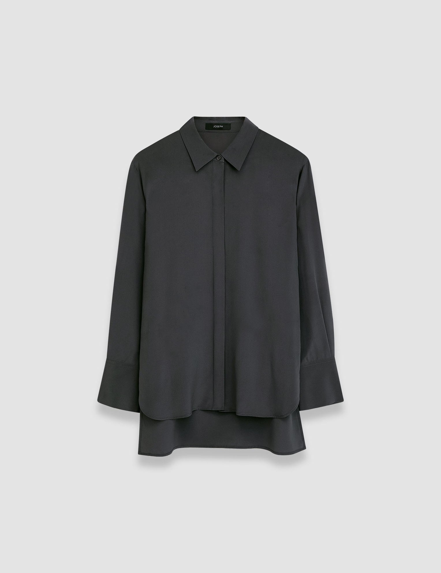 Grey Bold Crepe de Soie Silk Blouse - Joseph