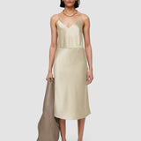 Beige Isaak Silk Satin Skirt - Joseph