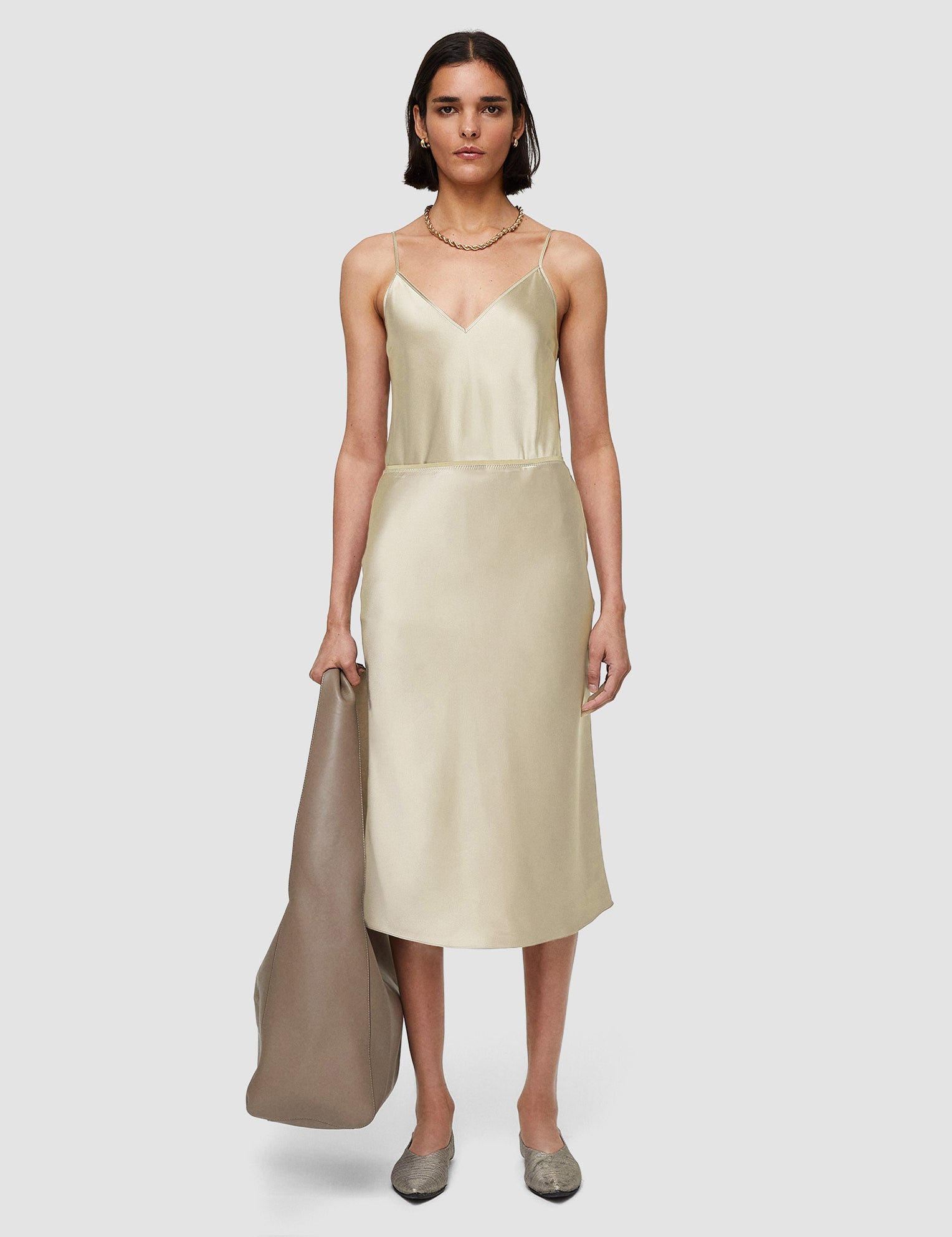 Beige Isaak Silk Satin Skirt - Joseph