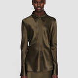 Green Brunel Silk Satin Blouse - Joseph