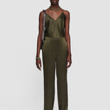 Green Tova Silk Satin Trousers - Joseph