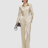 Beige Tova Silk Satin Trousers - Joseph