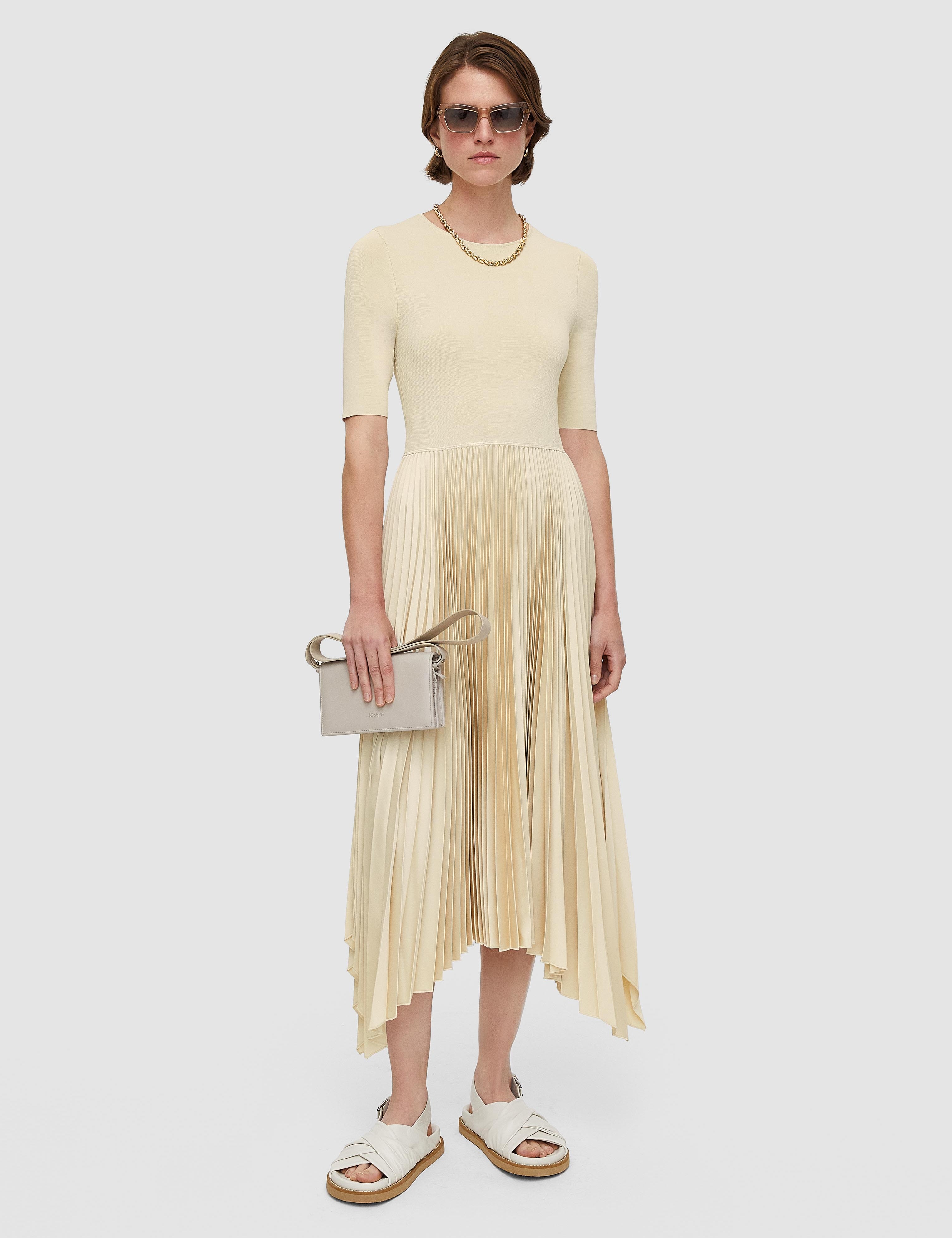 Beige Knit Weave Plissé Darno Dress - Joseph