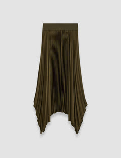 Green Ade Knit Weave Plissé Skirt - Joseph