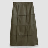 Green Grid Nappa Leather Keller Skirt - Joseph