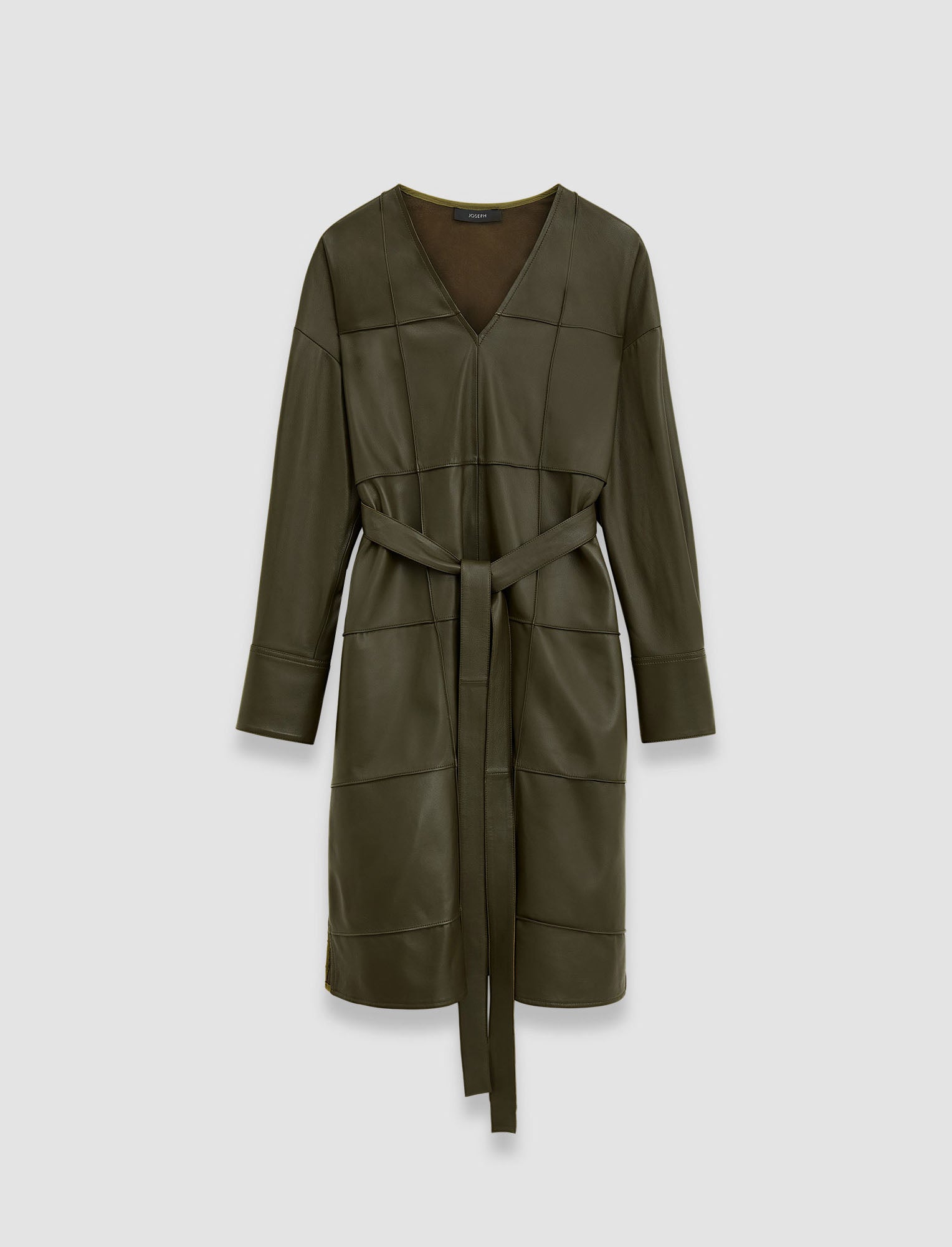 vert-robe-matisse-en-cuir-nappa-a-damier-JOSEPH