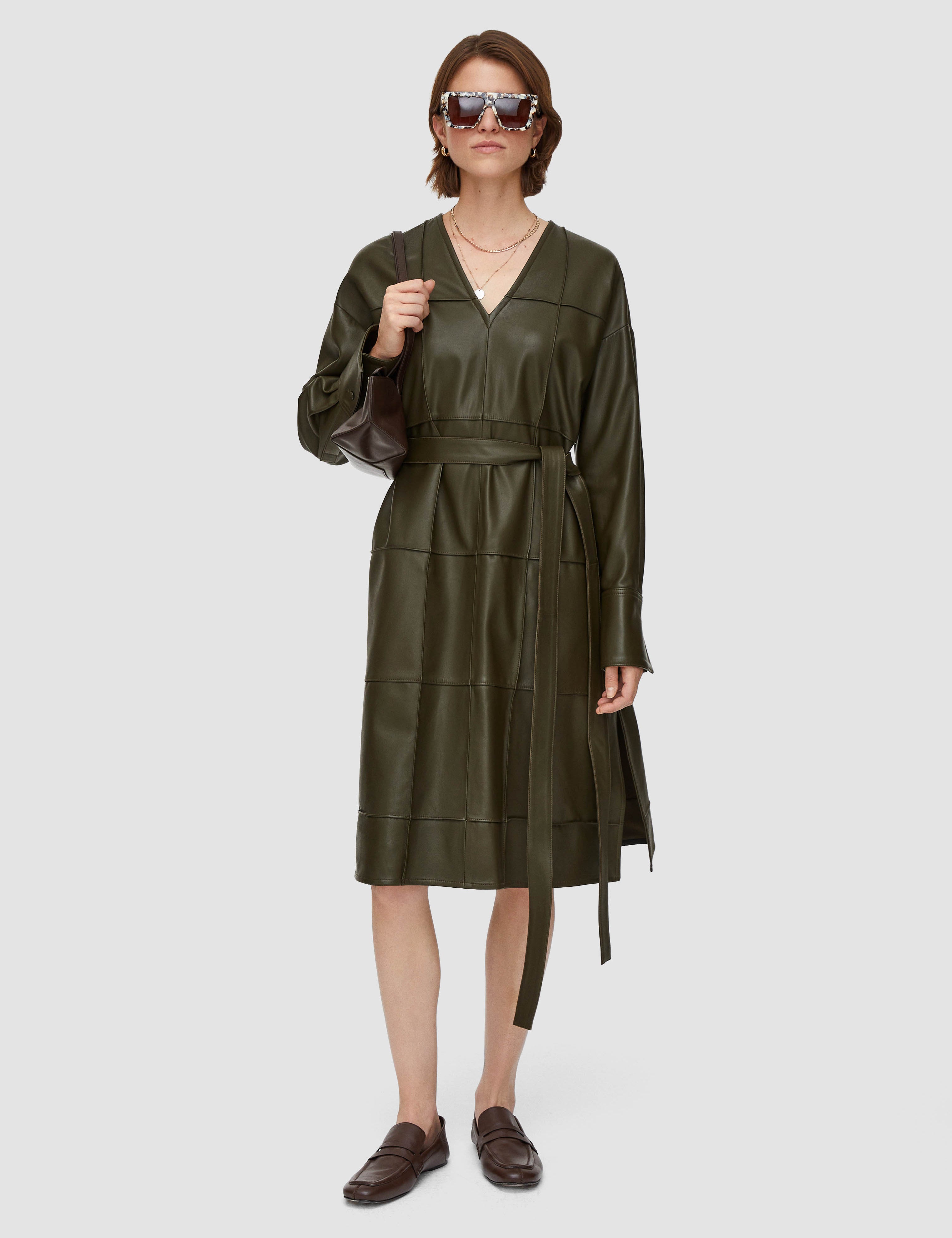 Green Grid Nappa Leather Matisse Dress - Joseph