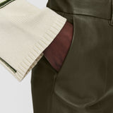 Green Coleman Leather Stretch Trousers - Joseph